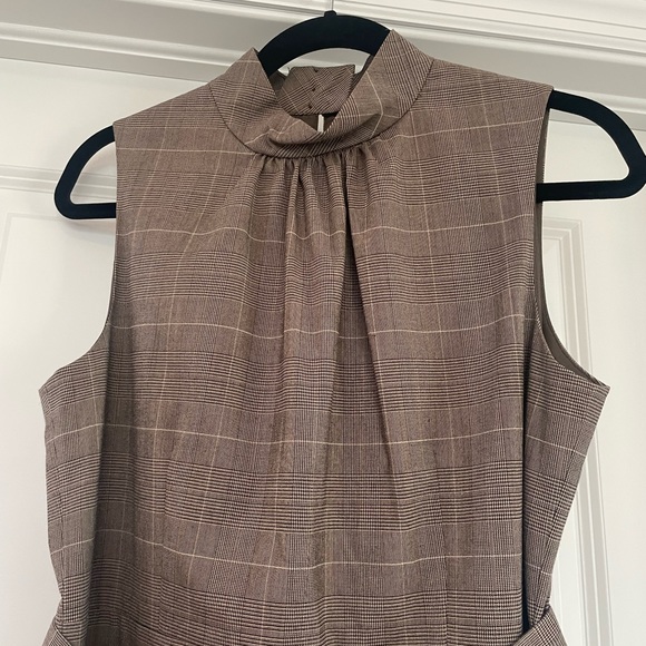 Michael Kors Plaid Belted Sleeveless Midi Dress Brown Size 12 - Picture 4 of 12